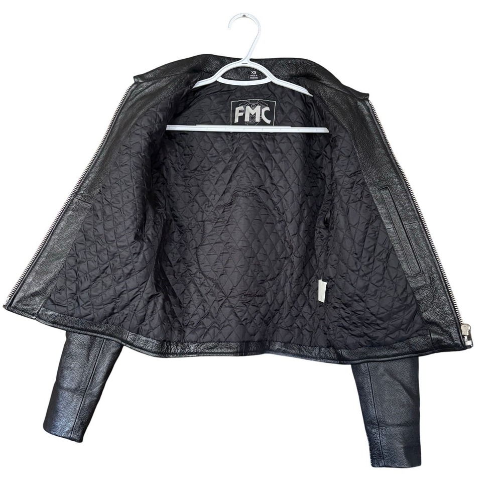 FMC Studded Leather Motorcycle Jacket Womens size XS Eagle Live Free Ride Free - Picture 6 of 7